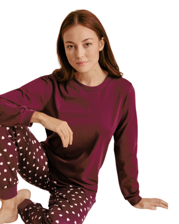 Calida 47456 English Red Lovely Nights Cotton Pajamas Set myselflingerie.com